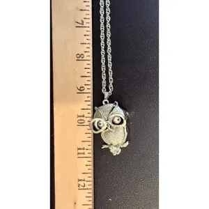 FAB Womens Pendant Necklace Silver Owl Moving Glasses Vintage Costume‎ Jewelry thumbnail 6