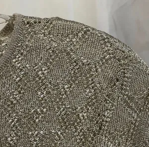 Lauren Ralph Lauren Women's Metallic Gold Long Sleeve Open Knit Pullover Sweater thumbnail 5