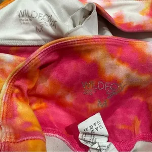 Wildfox Sweat Tie Dye Two Piece Sports Bra Leggings Pink Orange Womens Medium thumbnail 3