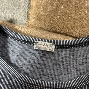 Free People Ruched Sleeve Striped Top Women Small Grey Space Dye Ribbed Knit Tee thumbnail 4