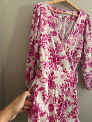 Premier Amour Floral Wrap Mini Dress White Pink Casual Formal Summer 14 thumbnail 4
