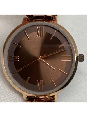 Accutime women’s watch brown tone quartz analog 35mm links bracelet running thumbnail 3