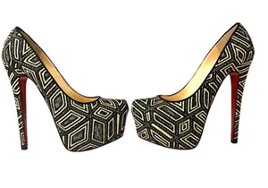 Christian Louboutin Daffodile 160 Platform Pumps Panama Black Cream 38.5‎ thumbnail 1