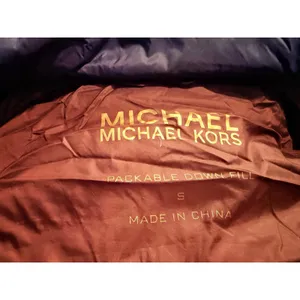 Michael Michael Kors Navy Blue Packable Down Puffer Jacket Gold Small Gorpcore thumbnail 5