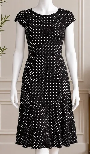 Anne Klein Women Dress Polka Dot Cap Sleeve Brown White Sheath Size 2 thumbnail 1