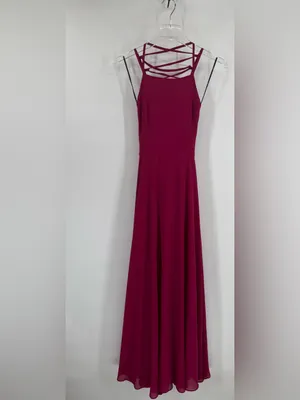 Lulus Magenta Strappy to Be Here Lace Up‎ Maxi Dress size small thumbnail 5