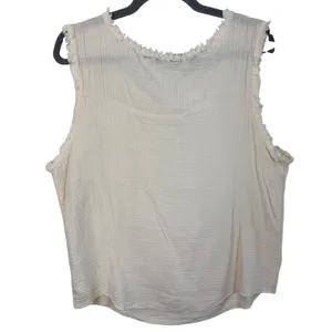 Mello Los Angeles Womens Cream Cotton Gauze Henley Tank Top Frayed‎ Trim Medium thumbnail 2