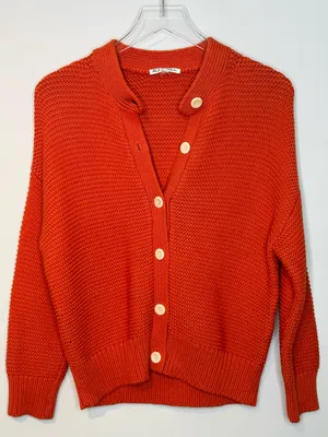 Alex Mill Nico Orange Paprika Button Up Cardigan Sweater Top thumbnail 4