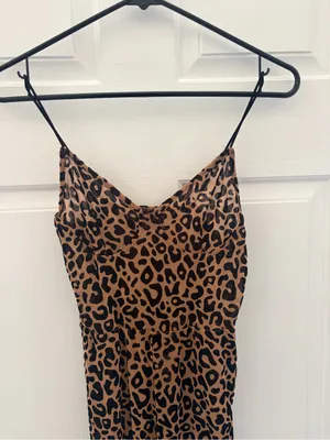 Leopard Print Slip Jumpsuit in Brown thumbnail 3