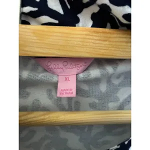 Lilly Pulitzer Navy White Coral Print Zip Front Jacket Size XL Resort Coastal thumbnail 3