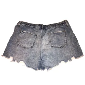 Aerie Denim Shorts Size XL Elastic Distressed Light Wash Blue Relaxed Fit Boho thumbnail 3