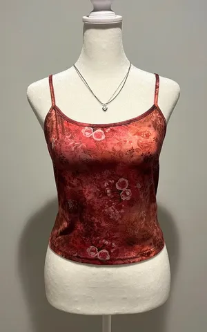 Floral Tank Top Retro Summer Cami Red Women S thumbnail 1