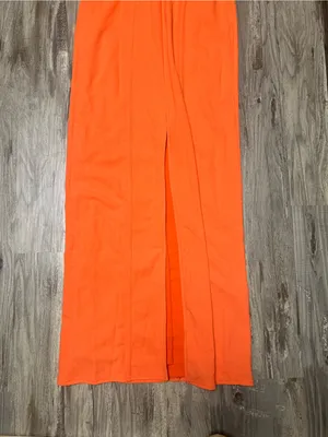 NWT Lulus Ismene Bright Orange Seamed Strapless Maxi Dress Size S thumbnail 6