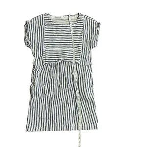 Madewell linen blend blue /‎ off white striped dress sz S thumbnail 7