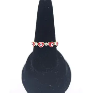 Gold Plated Red Heart Evil Eye Ring thumbnail 3