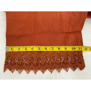 Billabong Lace and Lies Spiced Coral Crochet Trim Wide Leg Jumpsuit‎ Small NEW thumbnail 11