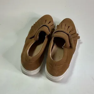 Anthropologie‎ Suede Fringe Slip On Loafers Size 38 thumbnail 3