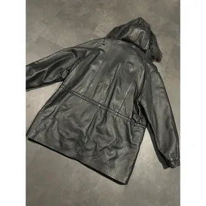 Images By Damselle Black‎ Leather Coat Vintage Women's Sz XL -200 thumbnail 9