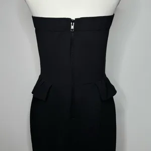 Sandro Paris Strapless Peplum Dress Size 8 Black Embellished Cocktail Party Chic thumbnail 8