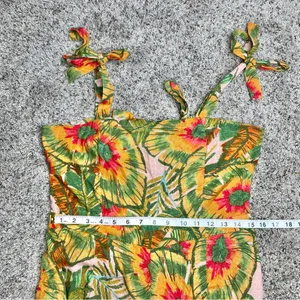 Cynthia Rowley Linen Blend Multicolor Tropical Wide Leg Jumpsuit Medium M thumbnail 10