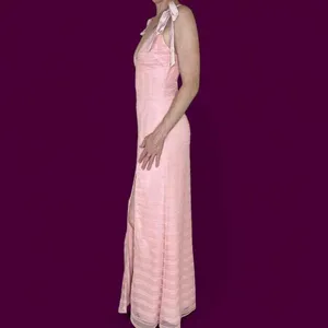 Lovers + Friends Light Pink Textured Lace Girly Coquette Maxi Sleeveless Dress thumbnail 4