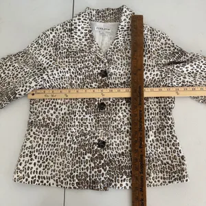 Pendleton Leopard Print Blazer Linen Women‎ Petite Small 3/4Sleeve Button Front thumbnail 9