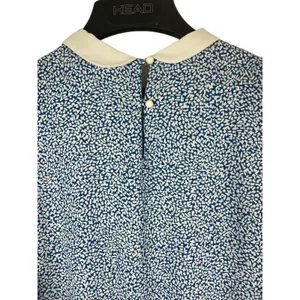 VTG 80s Joy Gordon Midi Blue White Semi Sheer Short Sleeve Nautical Dress 12 thumbnail 6