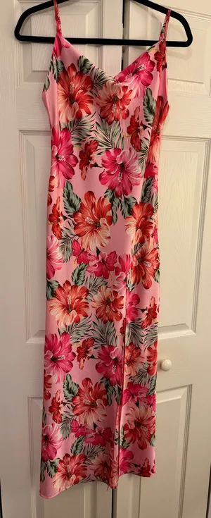 Paper Heart floral midi dress cowl neck with slit thumbnail 1