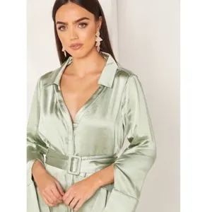 ELLIATT sage Riley shirt bright green v neck button down thumbnail 2
