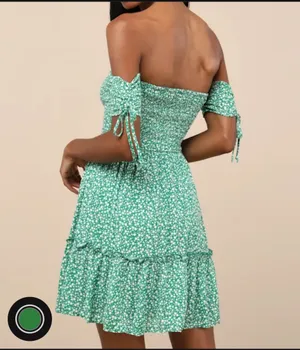 Lulus sweetest feelings Green Floral Off-the-Shoulder Mini Dressq thumbnail 5