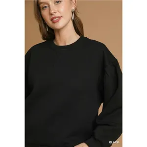 ✨NWT Umgee Round Neck Sweatshirt with Pleated Detail thumbnail 4