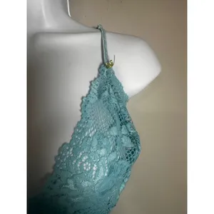 Victoria's Secret Vintage 2003 Aqua‎ Blue Floral Lace Mesh Chemise XL Y2K thumbnail 2