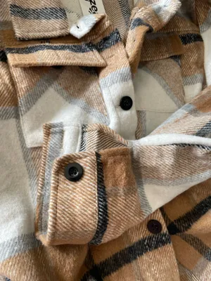 Cropped plaid button up jacket/shirt Brown Size M thumbnail 5