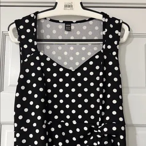 SHEIN Black and White Polka Dot Midi Dress Drawstring Split Thigh Size XL thumbnail 3