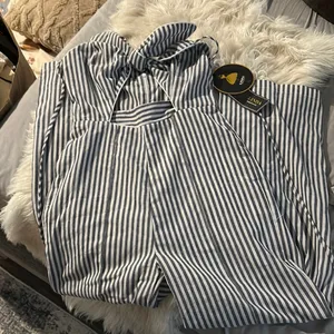 Linda Black and White Striped Jumpsuit thumbnail 1