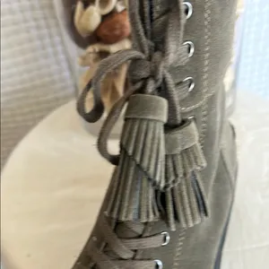 Franco Sarto Khaki Lace-Up Combat Boots Green Suede 8.5M US EU 38 thumbnail 11