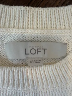 LOFT Cream Cold-Shoulder Knit Sweater Size XS - C54-149 thumbnail 2