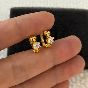 13mm CZ Small Hoop Earrings for Men Women Hip Hop Punk Streetwear Unisex Earring thumbnail 4