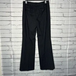 Ann Taylor Y2K Black Wide Leg Pinstripe Retro Pants Baggy SZ 4 High Rise Casual thumbnail 9
