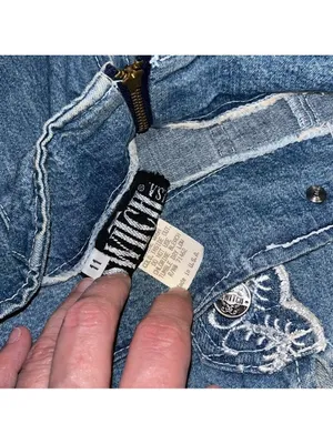Vintage Jean skirt • lace embroidered detail • 90s • made in USA • SWITCH thumbnail 7
