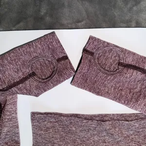 Gymshark Flex Cropped Top S/M Purple Vital Seamless Long‎ Sleeve Open Back Marl thumbnail 5
