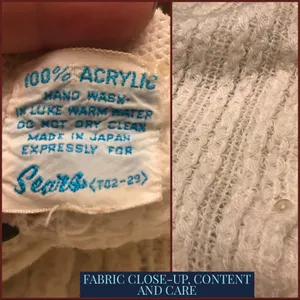 Vintage Circa 1960'S Cream Sears Knit Cardigan Sweater (L) thumbnail 7