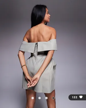 ASOS designs gray structured off shoulder padded hip mini dress 6 NWT thumbnail 4