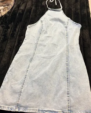 SHEIN Light Wash Denim Halter Mini Dress thumbnail 1