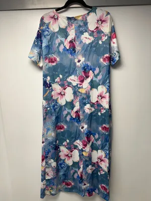 Floral Blue Short-Sleeve Women’s Dress thumbnail 2