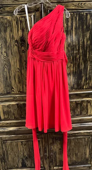 Azazie red bridesmaid dress thumbnail 3