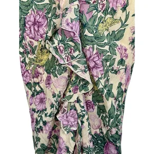 Abercrombie & Fitch Cream Green Floral Ruffle Wrap Long Midi Skirt Women Size XS thumbnail 3