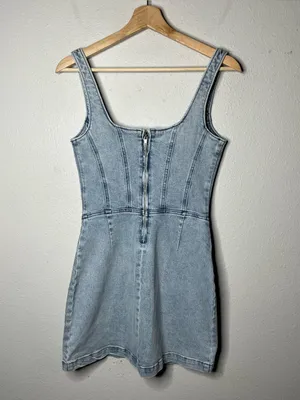 NEW Show Me Your Mumu Sleeveless Corset Denim Mini Dress in Misty Mornings thumbnail 4