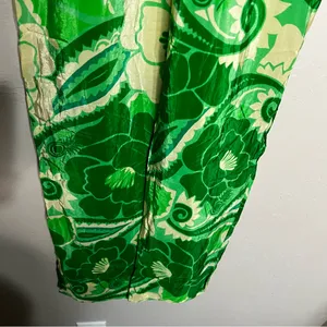 Farm Rio Tropical Groove Green Yellow Floral Bold Wide‎ Leg Flowy Resort Pants thumbnail 4