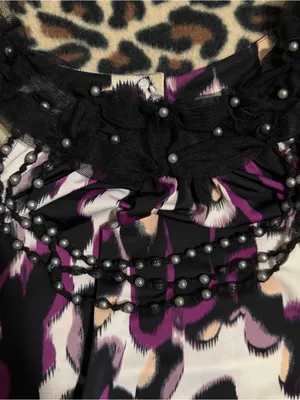 2000s vintage style whimsical leopard like print halter top blouse thumbnail 9